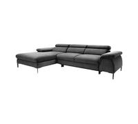 Canapé d'angle gauche convertible en velours gris anthracite SEPINA de