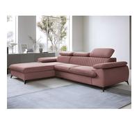 Canapé d'angle gauche convertible en velours rose SAMARA de Pascal Morabito