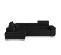 Canapé d'angle gauche convertible Marius Simili Noir