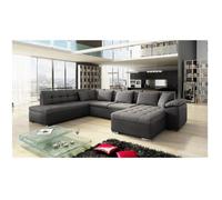 Canapé d'angle gauche convertible - Niko - Gris/Noir - Coffre de rangement - 5 places - Contemporain