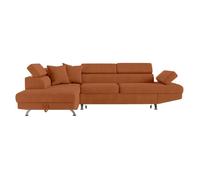 Canapé d'angle gauche convertible RIO 5 pl avec coffre de rangement en velours côtelé - Terracotta