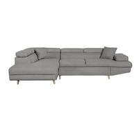 Canapé d'angle gauche convertible RIO Scandinave avec coffre en tissu - Gris clair, Pieds bois