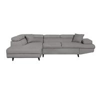 Canapé d'angle gauche convertible RIO Scandinave avec coffre en tissu - Gris clair, Pieds noir