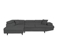 Canapé d'angle gauche convertible RIO Scandinave avec coffre en tissu - Gris foncé, Pieds noir