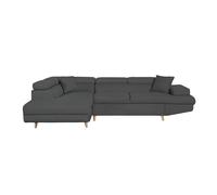 Canapé d'angle gauche convertible RIO Scandinave - LOUNGITUDE - Gris foncé - Tissu - Coffre de rangement