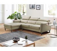 Canapé d'angle gauche en cuir de buffle beige SALVI