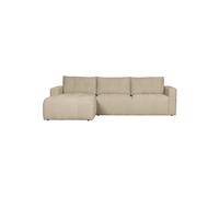 Canapé d'angle gauche en tissu beige, 3 places, relax, coussins amovibles, housses lavables - VT wonen, Bar - 280x170x87 cm