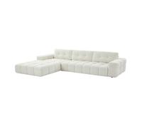 Canapé d'angle gauche en tissu bouclette blanc SOPELANA