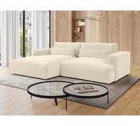Canapé d'angle gauche en tissu chenille beige COLYSIA