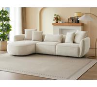 Canapé d'angle gauche en tissu chenille beige DOKALO de Maison Céphy