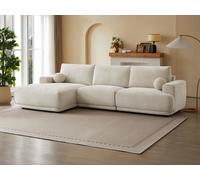 Canapé d'angle gauche en tissu chenille beige EMABI de Maison Céphy