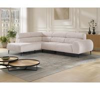 Canapé d'angle gauche en tissu texturé beige MALIADA