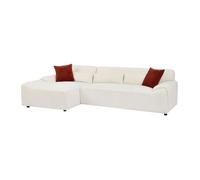 Canapé d'angle gauche en tissu chenille beige OVILIO