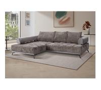 Canapé d'angle gauche en tissu chenille et velours gris NIVORIA