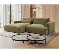 Canapé d'angle gauche en tissu chenille vert kaki COLYSA