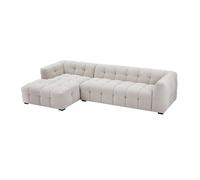 Canapé d'angle gauche en tissu chiné beige DILOME