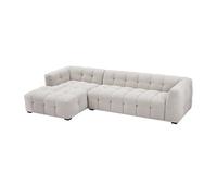 Canapé d'angle gauche en tissu chiné beige DILOME de