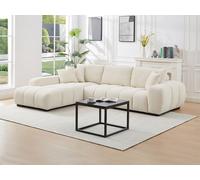 Canapé d'angle gauche en tissu texturé beige BERENIA