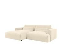 Canapé d'angle gauche en tissu texturé beige COLYSA
