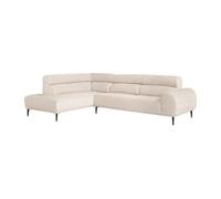 Canapé d'angle gauche en tissu texturé beige MALIADA