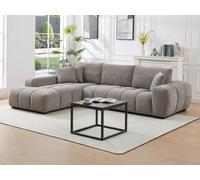 Canapé d'angle gauche en tissu texturé gris BERENIA
