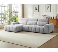 Canapé d'angle gauche en tissu texturé gris LOPONZA