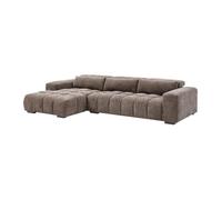 Canapé d'angle gauche en tissu texturé taupe LOPONZA