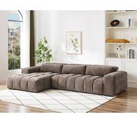 Canapé d'angle gauche en tissu texturé taupe LOPONZA
