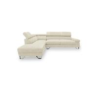 Canapé d'Angle Gauche en Velours Côtelé "Lewis" 260cm Beige
