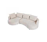 Canapé d'angle gauche en velours texturé beige LOUSADO