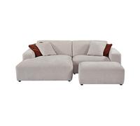 Canapé d'angle gauche et pouf en velours côtelé beige TIRONO de Maison Céphy