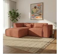 Canapé d'angle gauche fixe NUNA 4 places tissu taupe - Terracotta