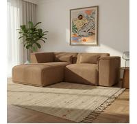 Canapé d'angle gauche fixe NUNA 4 places velours côtelé beige - Marron