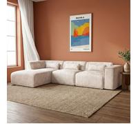 Canapé d'angle gauche fixe NUNA 5/6 places tissu taupe - Beige