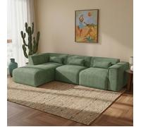 Canapé d'angle gauche fixe NUNA 5/6 places tissu vert