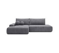 Canapé d'angle gauche ouvert convertible en tissu texturé gris DAVISO