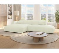 Canapé d'angle gauche ouvert en tissu texturé blanc cassé POGNI de Maison Céphy