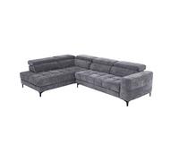 Canapé d'angle gauche relax avec assise coulissante électrique en tissu anthracite MONISO