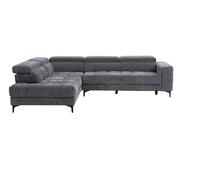Canapé d'angle gauche relax avec assise coulissante électrique en tissu anthracite MONISO