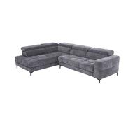 Canapé d'angle gauche relax avec assise coulissante électrique en tissu anthracite MONISO