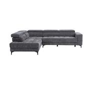 Canapé d'angle gauche relax électrique avec assise coulissante en tissu anthracite MONISO