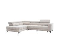 Canapé d'angle gauche relax électrique assise coulissante en tissu beige MONISO