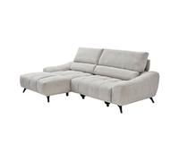 Canapé d'angle gauche relax avec assise coulissante en tissu beige ELOSIA