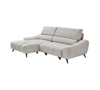 Canapé d'angle gauche relax avec assise coulissante en tissu beige ELOSIA