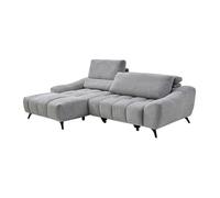 Canapé d'angle gauche relax avec assise coulissante en tissu gris ELOSIA