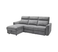 Canapé d'angle gauche relax électrique avec rangements en tissu gris chiné MOROZEL
