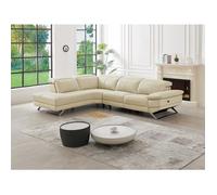Canapé d'angle gauche relax électrique en cuir de vachette beige PUNO II