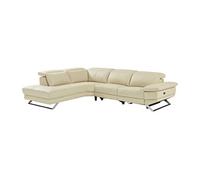 Canapé d'angle gauche relax électrique en cuir de vachette beige PUNO II