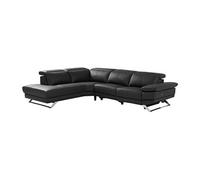 Vente-unique - Canapé d'angle Gauche Relax électrique en Cuir de Vachette Noir Puno II