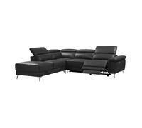 Vente-unique Canapé d'angle Relax électrique en Cuir PASCALINE - Anthracite - Angle Gauche